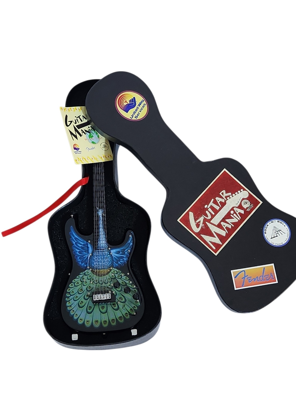 Guitar Mania Collectible Miniature Guitar with Stand Proud Peacock Guitar